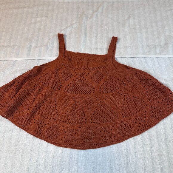 Crochet Tank Top Toddler/Girl Rust Brown Boho Layering Fall - Picture 1 of 3